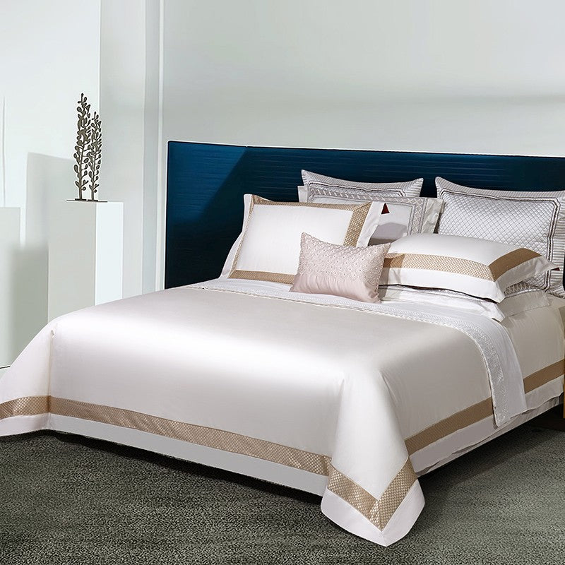 Sinatra White Egyptian Cotton Duvet Cover Set Design