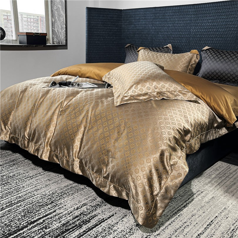 Sophia Gold Cotton Satin Bedding Set