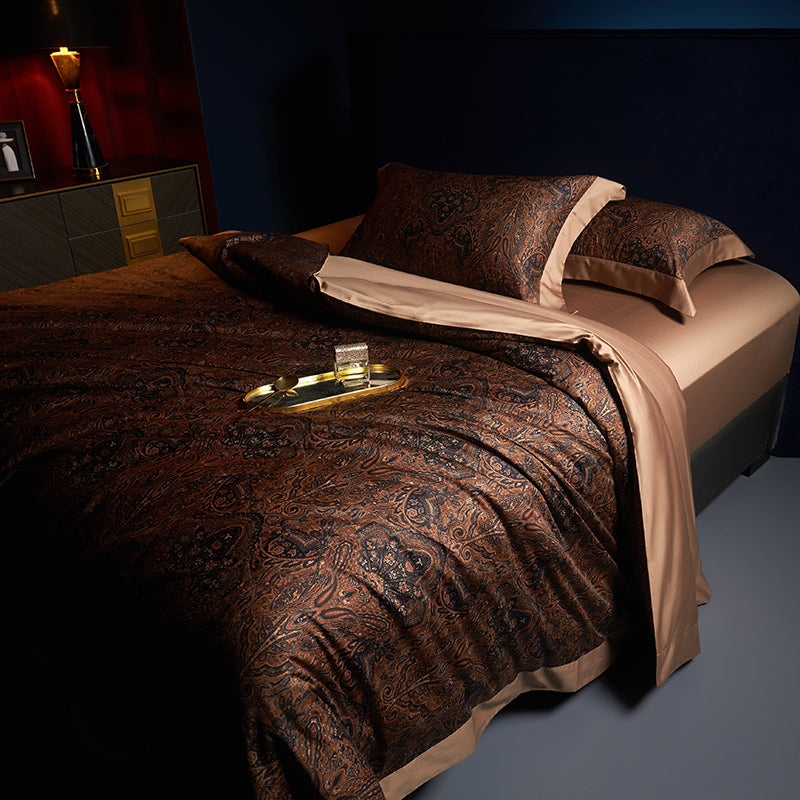 Darius Luxury Egyptian Cotton Duvet Cover Set with Paisley Print - Venetto Design Venettodesign.com