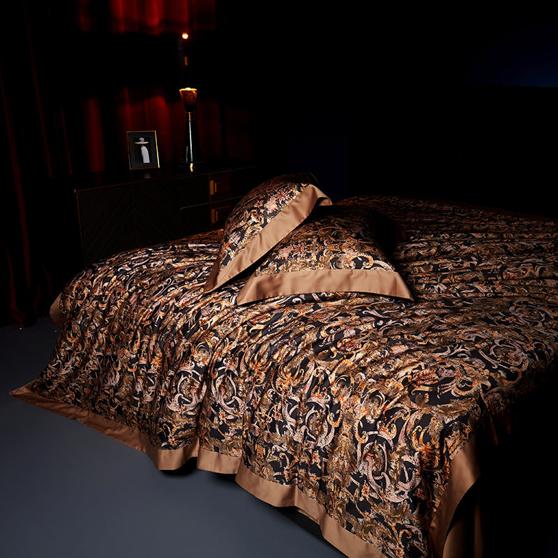 Caspian Luxury Egyptian Cotton Duvet Cover Set with Baroque Print - Venetto Design Venettodesign.com