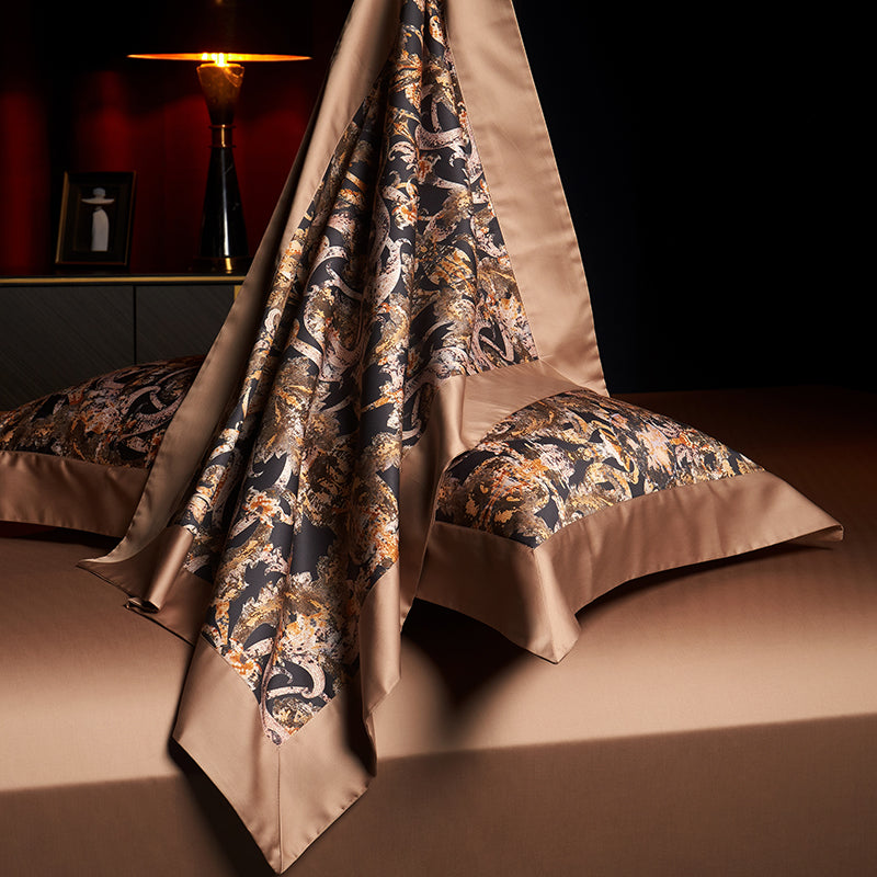 Caspian Luxury Egyptian Cotton Duvet Cover Set with Baroque Print - Venetto Design Venettodesign.com