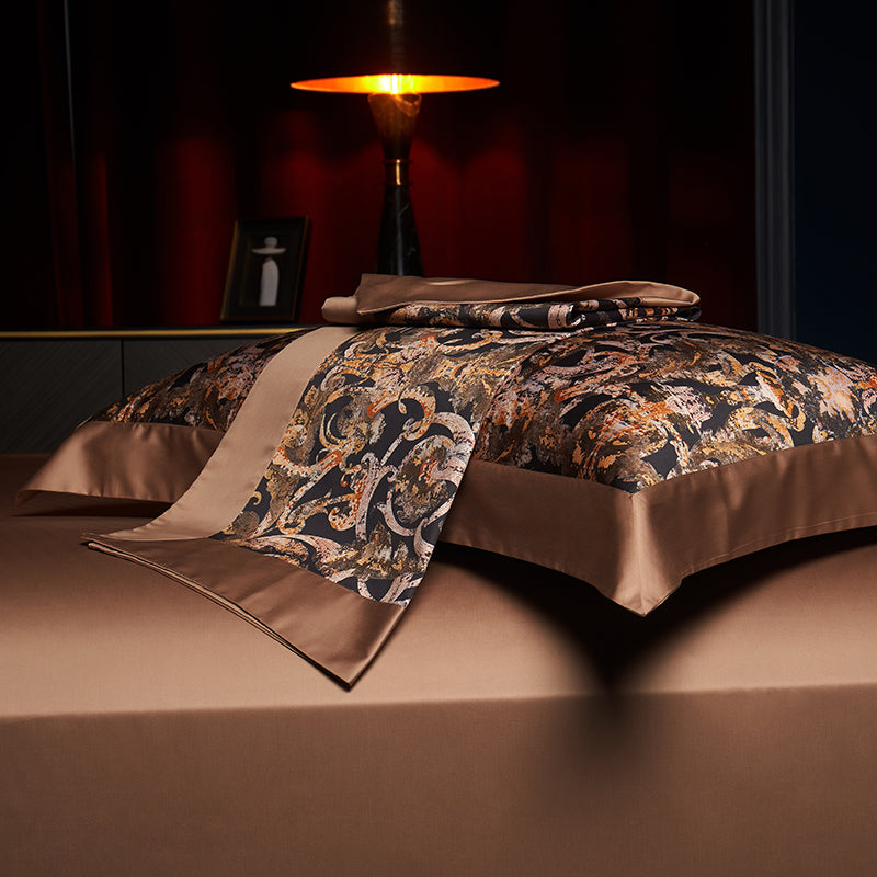 Caspian Luxury Egyptian Cotton Duvet Cover Set with Baroque Print - Venetto Design Venettodesign.com