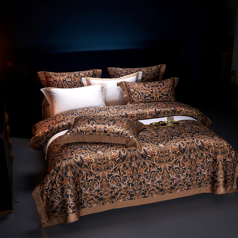 Caspian Luxury Egyptian Cotton Duvet Cover Set with Baroque Print - Venetto Design Venettodesign.com