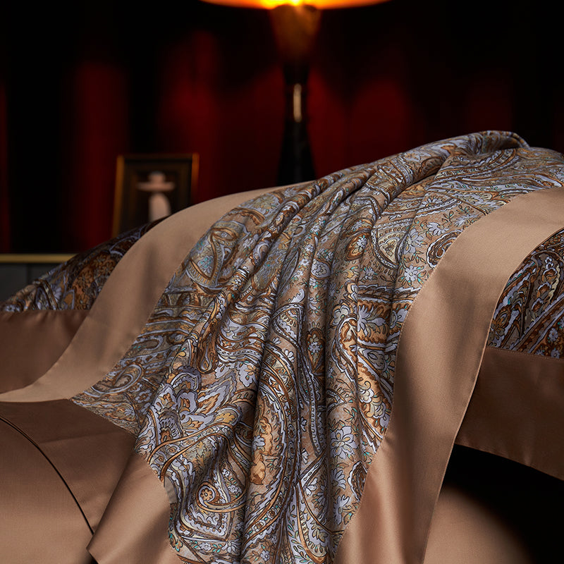Kashan Luxury Egyptian Cotton Duvet Cover Set with Paisley Print - Venetto Design Venettodesign.com