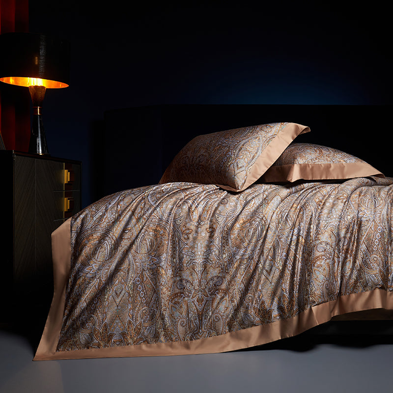 Kashan Luxury Egyptian Cotton Duvet Cover Set with Paisley Print - Venetto Design Venettodesign.com