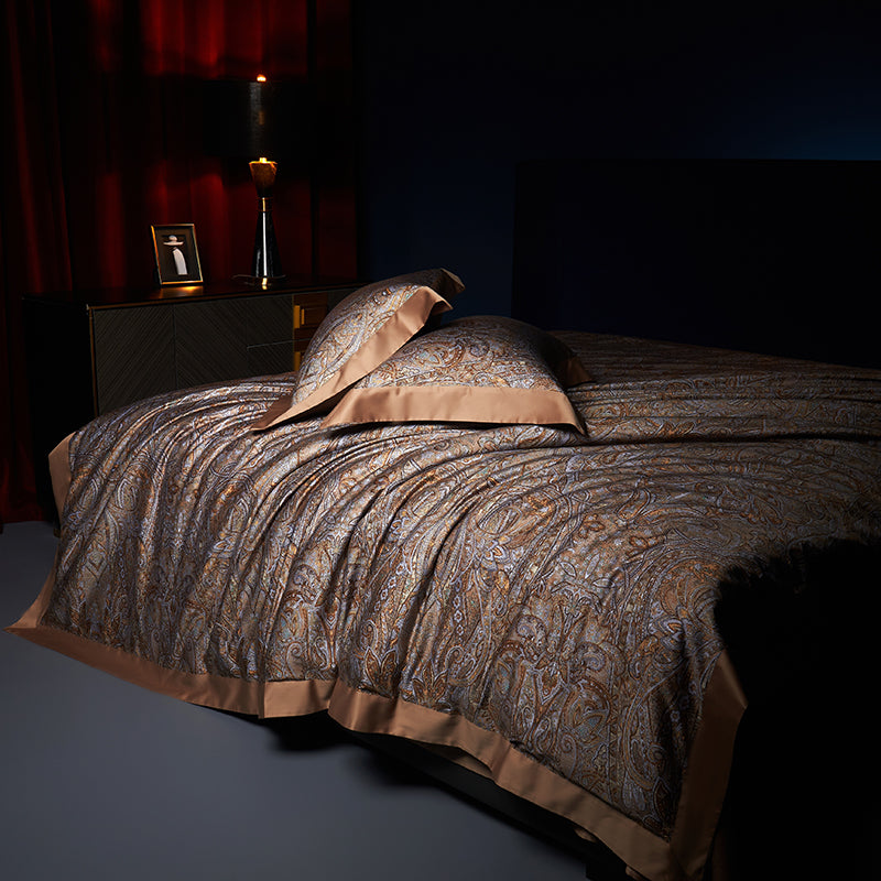 Kashan Luxury Egyptian Cotton Duvet Cover Set with Paisley Print - Venetto Design Venettodesign.com