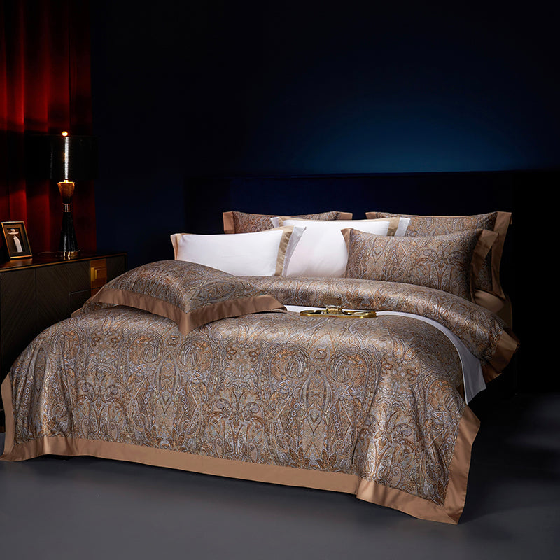 Kashan Luxury Egyptian Cotton Duvet Cover Set with Paisley Print - Venetto Design Venettodesign.com