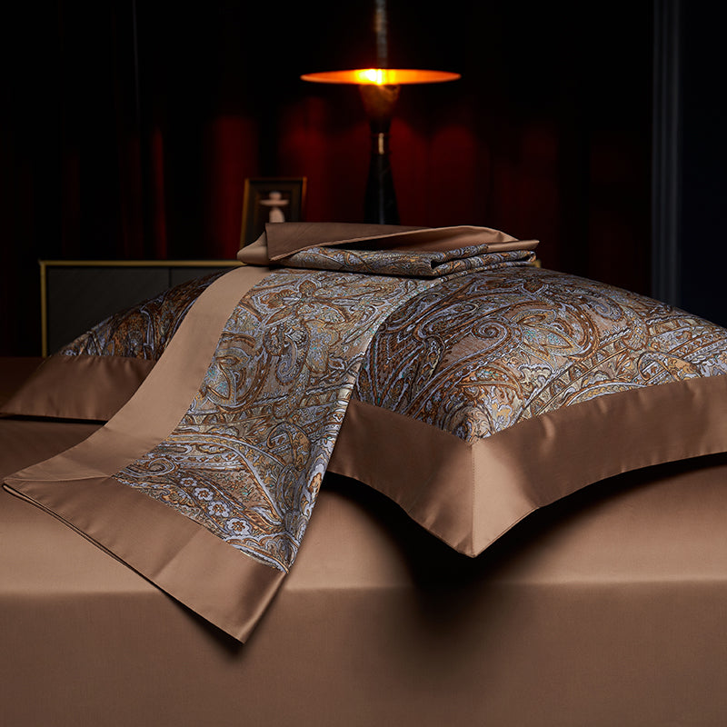Kashan Luxury Egyptian Cotton Duvet Cover Set with Paisley Print - Venetto Design Venettodesign.com