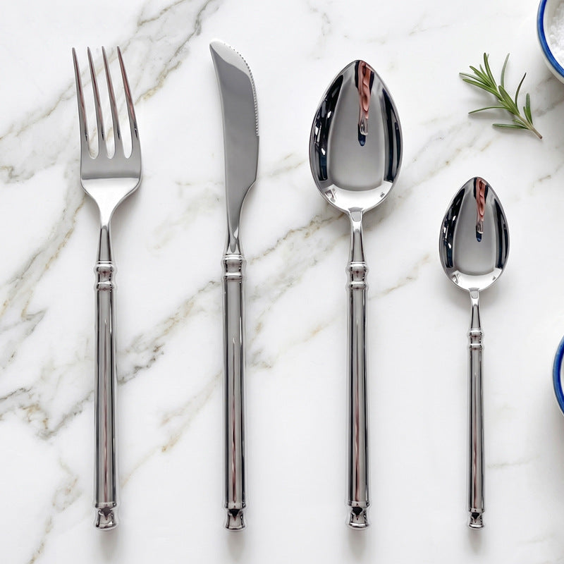 Helena Silver Luxury 18/10 Stainless Steel Cutlery Set with Ring Handle - Venetto Design Venettodesign.com