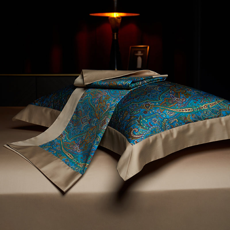 Shiraz Luxury Egyptian Cotton Duvet Cover Set with Paisley Print - Venetto Design Venettodesign.com