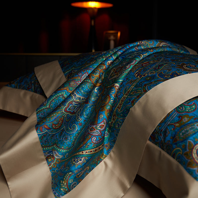 Shiraz Luxury Egyptian Cotton Duvet Cover Set with Paisley Print - Venetto Design Venettodesign.com
