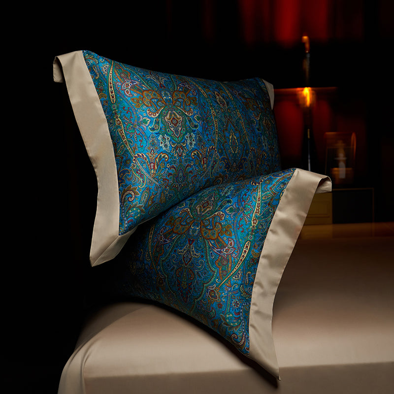 Shiraz Luxury Egyptian Cotton Duvet Cover Set with Paisley Print - Venetto Design Venettodesign.com