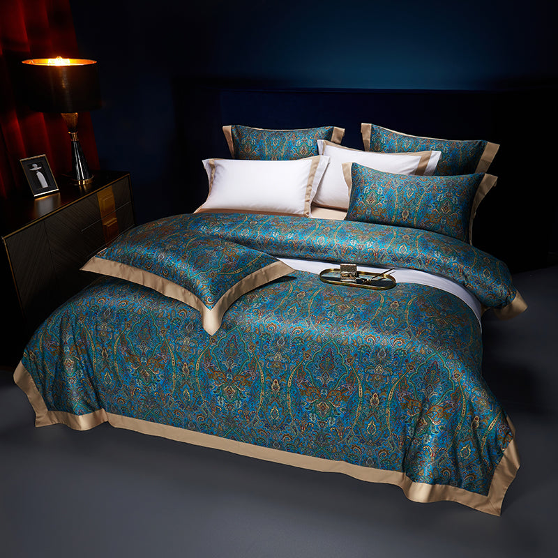 Shiraz Luxury Egyptian Cotton Duvet Cover Set with Paisley Print - Venetto Design Venettodesign.com