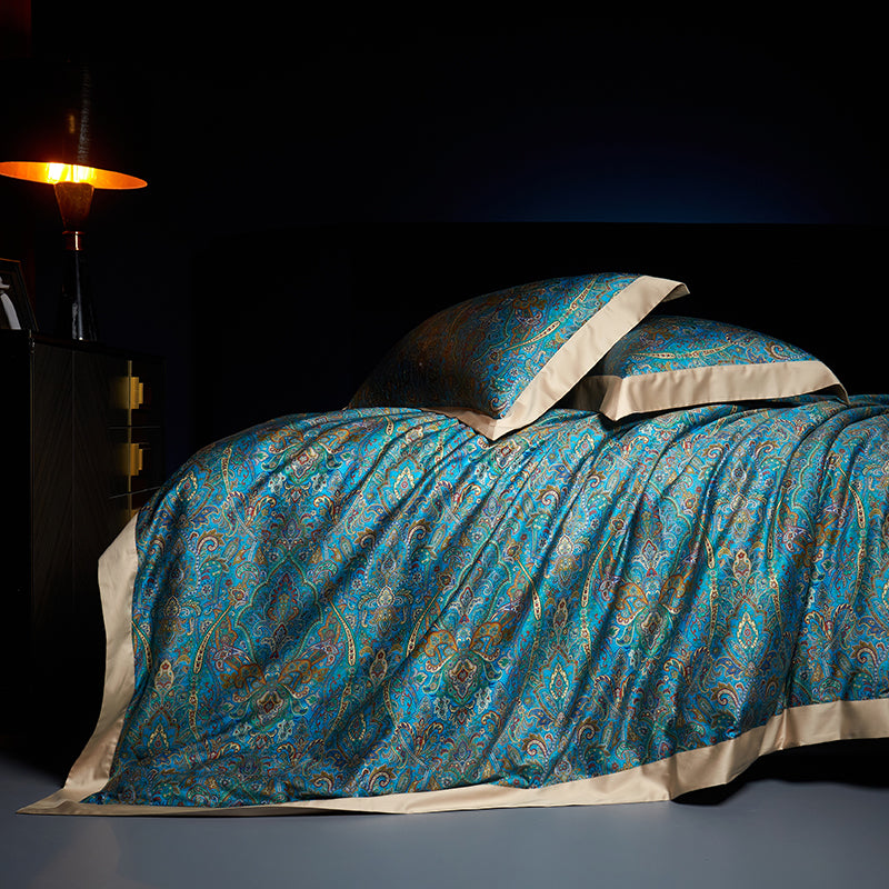 Shiraz Luxury Egyptian Cotton Duvet Cover Set with Paisley Print - Venetto Design Venettodesign.com