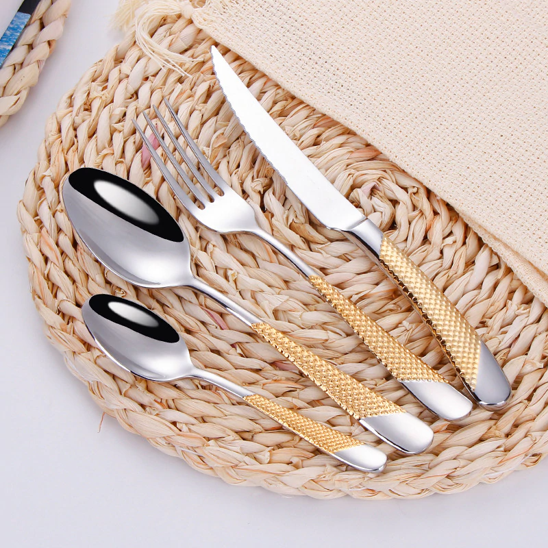 Ferran Diagonal Textured Stainless Steel Cutlery Set Cutlery - Venetto Design Venettodesign.com