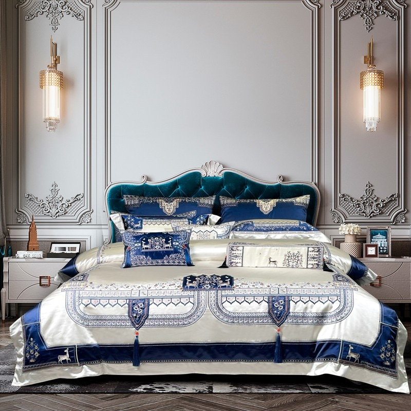 Giorgio Luxury Embroidered Tassel Duvet Cover Set Duvet Cover Set - Venetto Design Queen / 4 Pieces Venettodesign.com