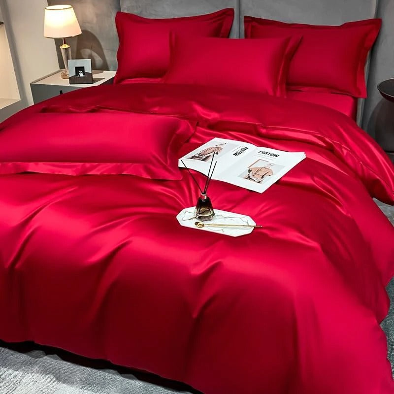Neo Red Silky Cotton Duvet Cover Set Duvet Cover Set - Venetto Design Venettodesign.com