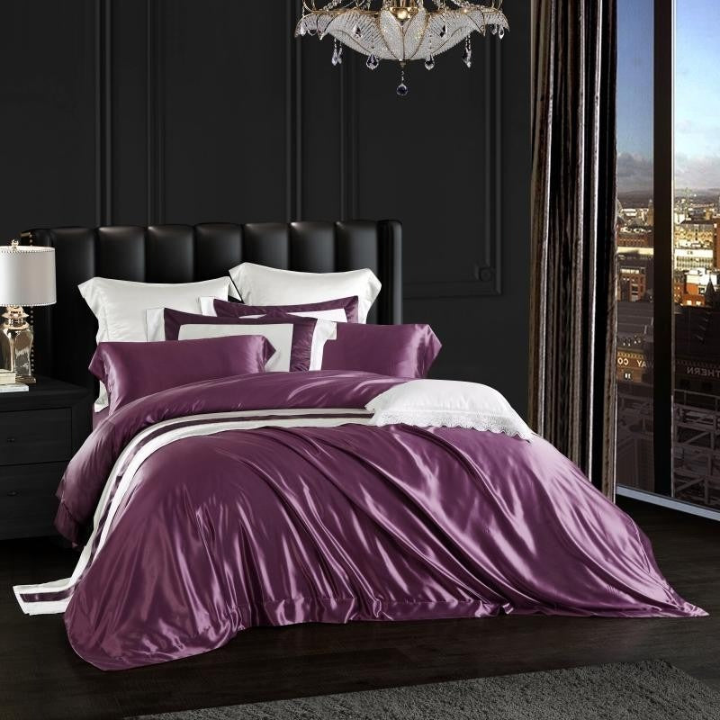 Eloise Japanese Violet Luxury Pure Mulberry Silk Bedding Set Duvet Cover Set - Venetto Design Venettodesign.com