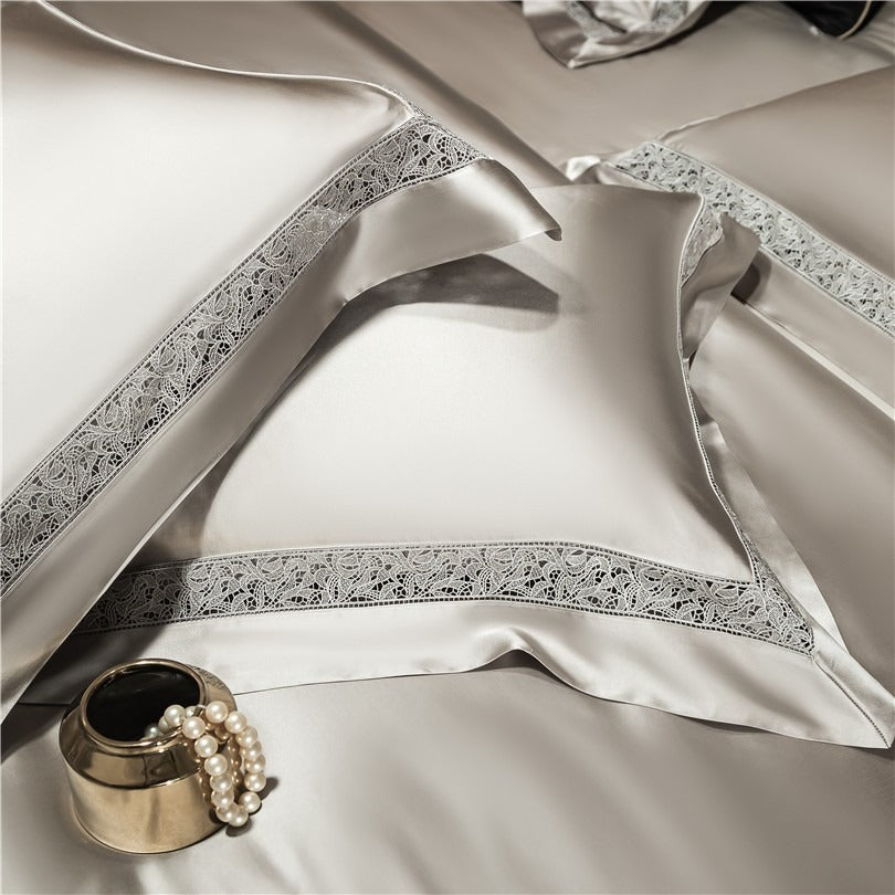 Willa Ash Modern Satin Egyptian Cotton Bedding Set