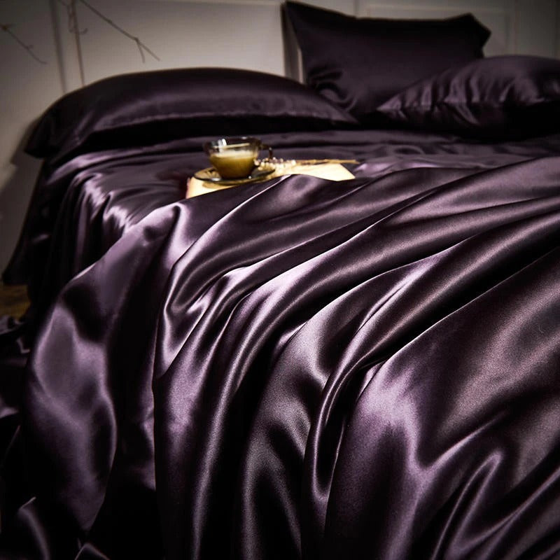 Royalis Purple Luxury Pure Mulberry Silk Bedding Set Duvet Cover Set - Venetto Design Venettodesign.com