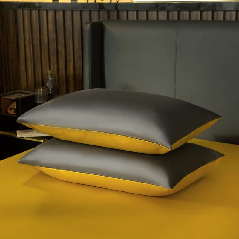 Shemir Grey Gold Reversible Egyptian Cotton Duvet Cover Set Duvet Cover Set - Venetto Design Venettodesign.com