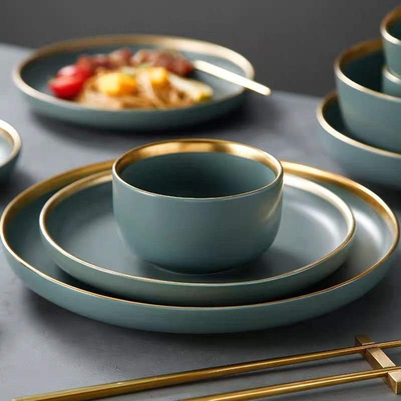 Celeste Grey Green Luxury Dinnerware Set Plate - Venetto Design Venettodesign.com