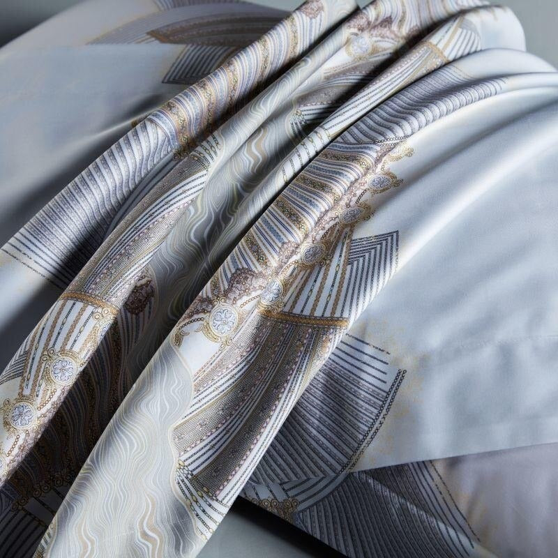 Camille Eclectic Linear Printed Silky Egyptian Cotton Duvet Cover Set Duvet Cover Set - Venetto Design Venettodesign.com