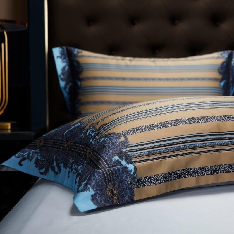 Carol Damask And Striped Printed Cotton Silky Egyptian Cotton Duvet Cover Set Duvet Cover Set - Venetto Design Venettodesign.com