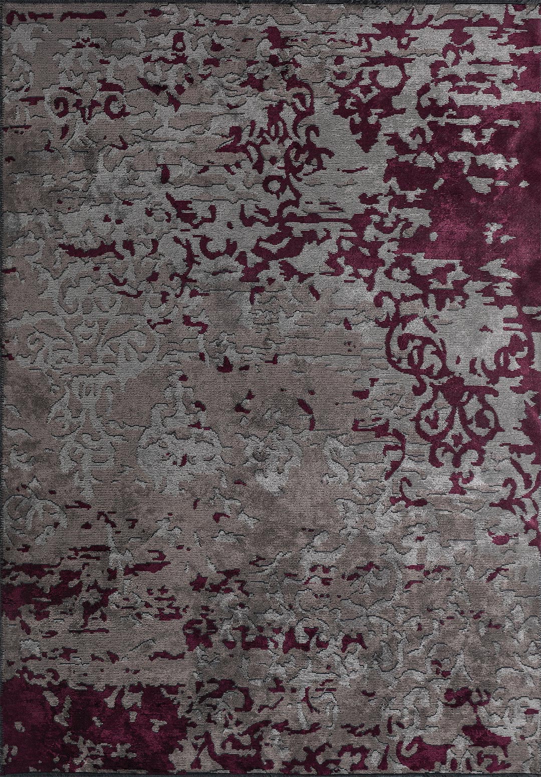 Valencia Dark Damson Light Grey Rug Design