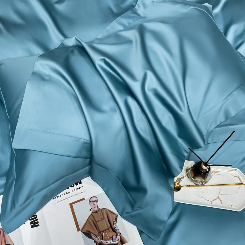 Neo Sky Blue Silky Cotton Duvet Cover Set Duvet Cover Set - Venetto Design Venettodesign.com