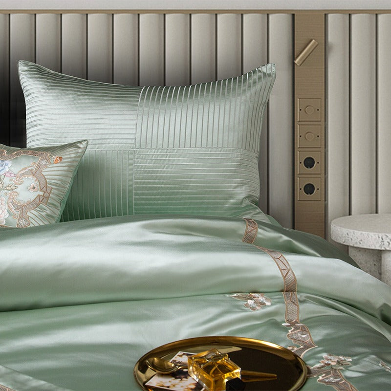 Esana Green Embroidery Egyptian Cotton Bedding Set