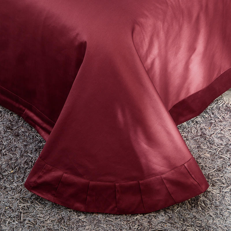 Lezkira Burgundy Red Luxury Egyptian Cotton Embroidery Duvet Cover Set Duvet Cover Set - Venetto Design Venettodesign.com