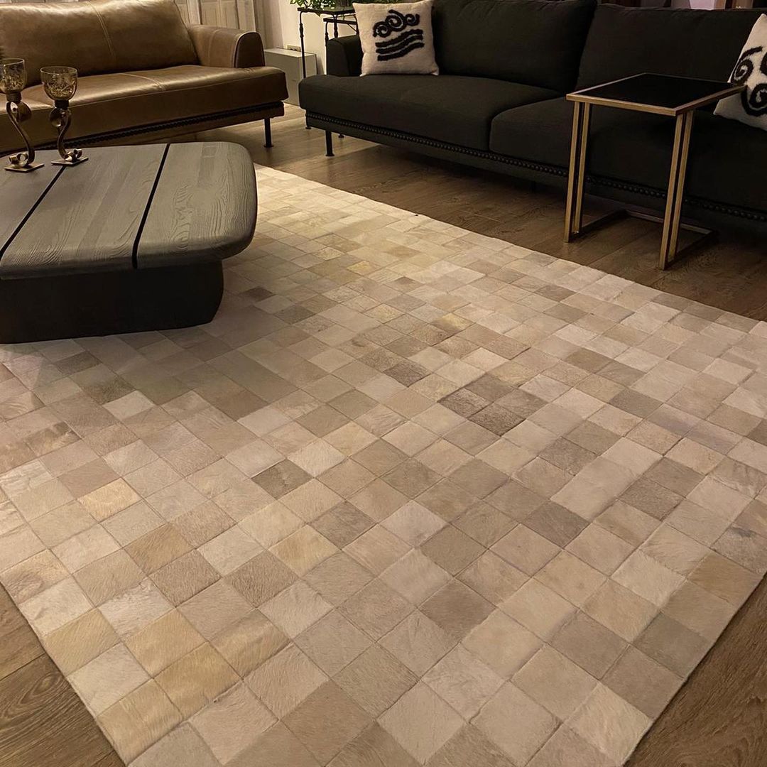Adora Handcrafted Flatweave Natural Leather Rug Rugs - Venetto Design Venettodesign.com