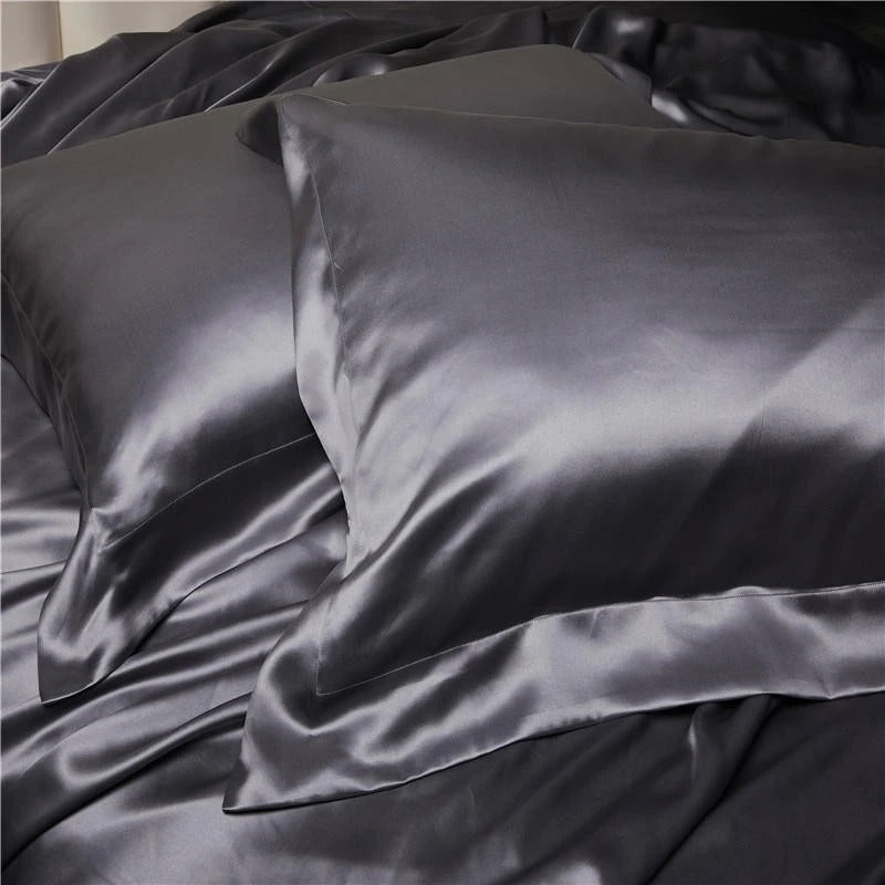 Eloise Quartz Luxury Pure Mulberry Silk Bedding Set Duvet Cover Set - Venetto Design Venettodesign.com