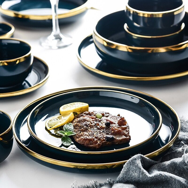 Oxford Blue Luxury Dinnerware Set Plate - Venetto Design Venettodesign.com