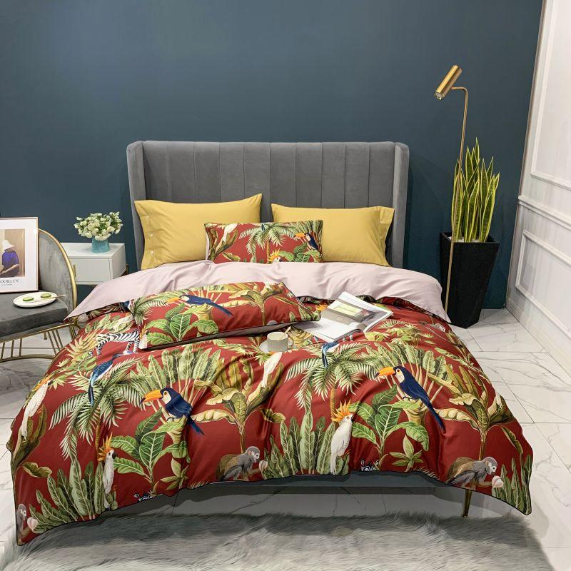 Kayla Botanical Egyptian Cotton Duvet Cover Set Duvet Cover Set - Venetto Design King size 4pcs / Bed sheet style Venettodesign.com