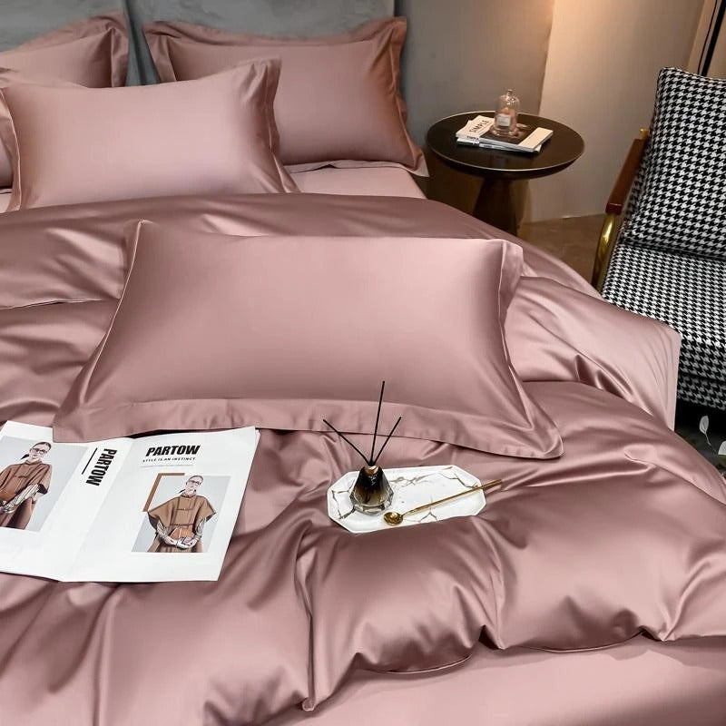 Neo Rosy Brown Cotton Duvet Cover Set Duvet Cover Set - Venetto Design Venettodesign.com