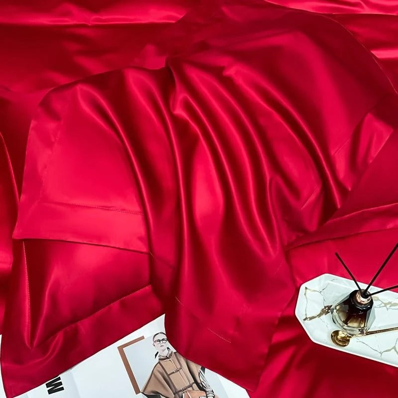 Neo Red Silky Cotton Duvet Cover Set Duvet Cover Set - Venetto Design Venettodesign.com