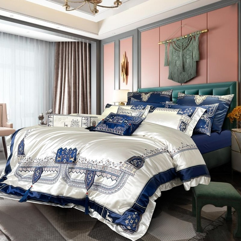 Giorgio Luxury Embroidered Tassel Duvet Cover Set Duvet Cover Set - Venetto Design Venettodesign.com