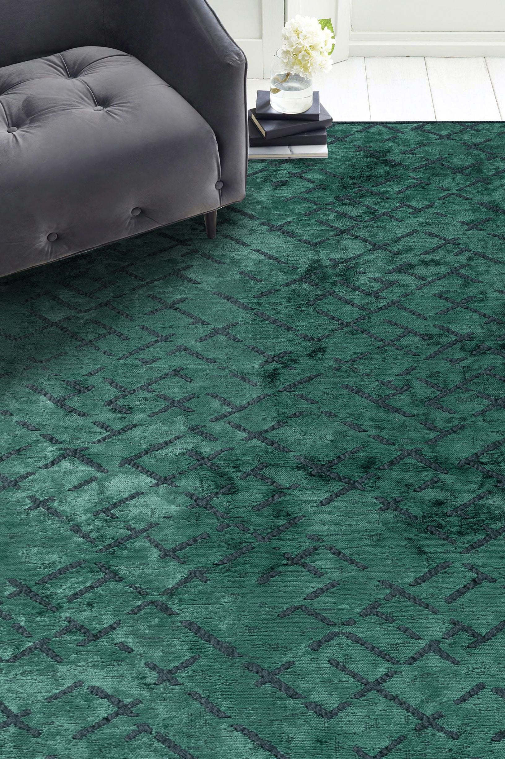 Mystique Dark Green Rug Rugs - Venetto Design Venettodesign.com