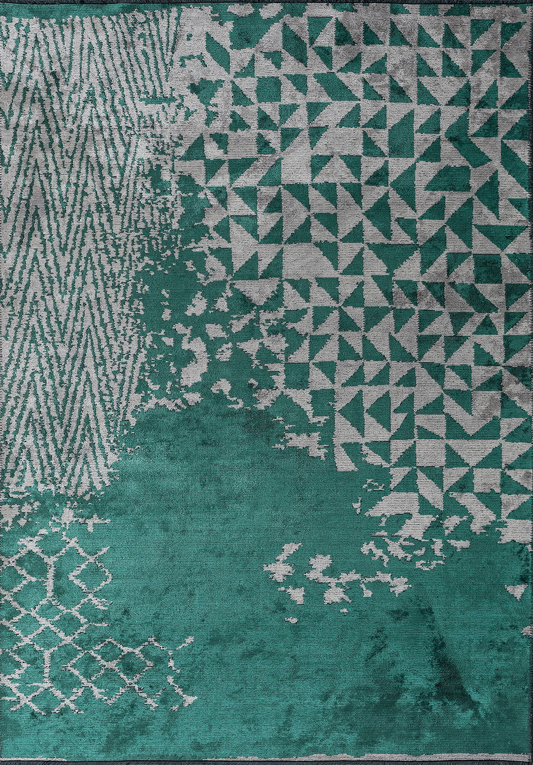 Gulf Dark Green - Grey Rug Rugs - Venetto Design Venettodesign.com