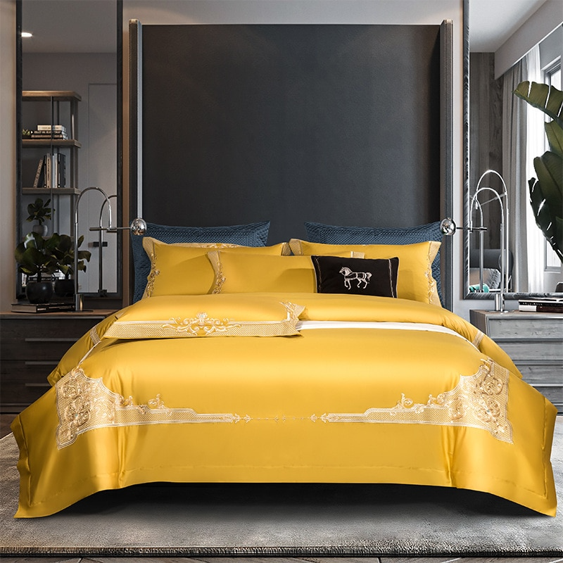 Cleopatra Royal Yellow Luxury Egyptian Cotton Bedding Set