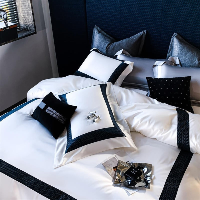 Sablier White Luxury Egyptian Cotton Duvet Cover Set Duvet Cover Set - Venetto Design Venettodesign.com