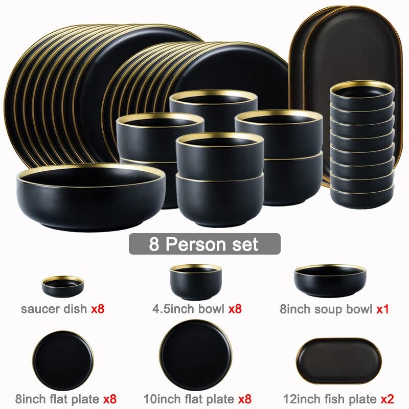 Legacy Black Luxury Dinnerware Set Plate - Venetto Design 8 Person Set Venettodesign.com
