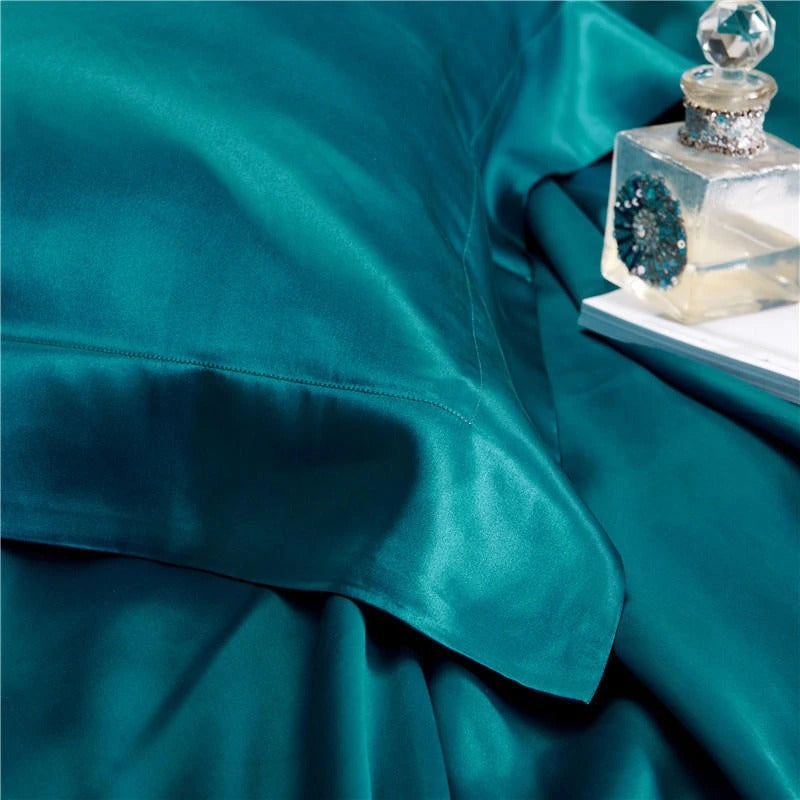 Eloise Aqua Marine Luxury Pure Mulberry Silk Bedding Set Duvet Cover Set - Venetto Design Venettodesign.com