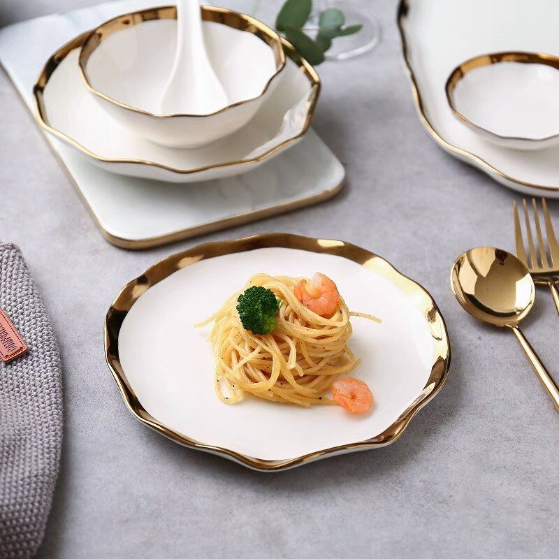 Nora Black White Luxury Dinnerware Set Plate - Venetto Design Venettodesign.com