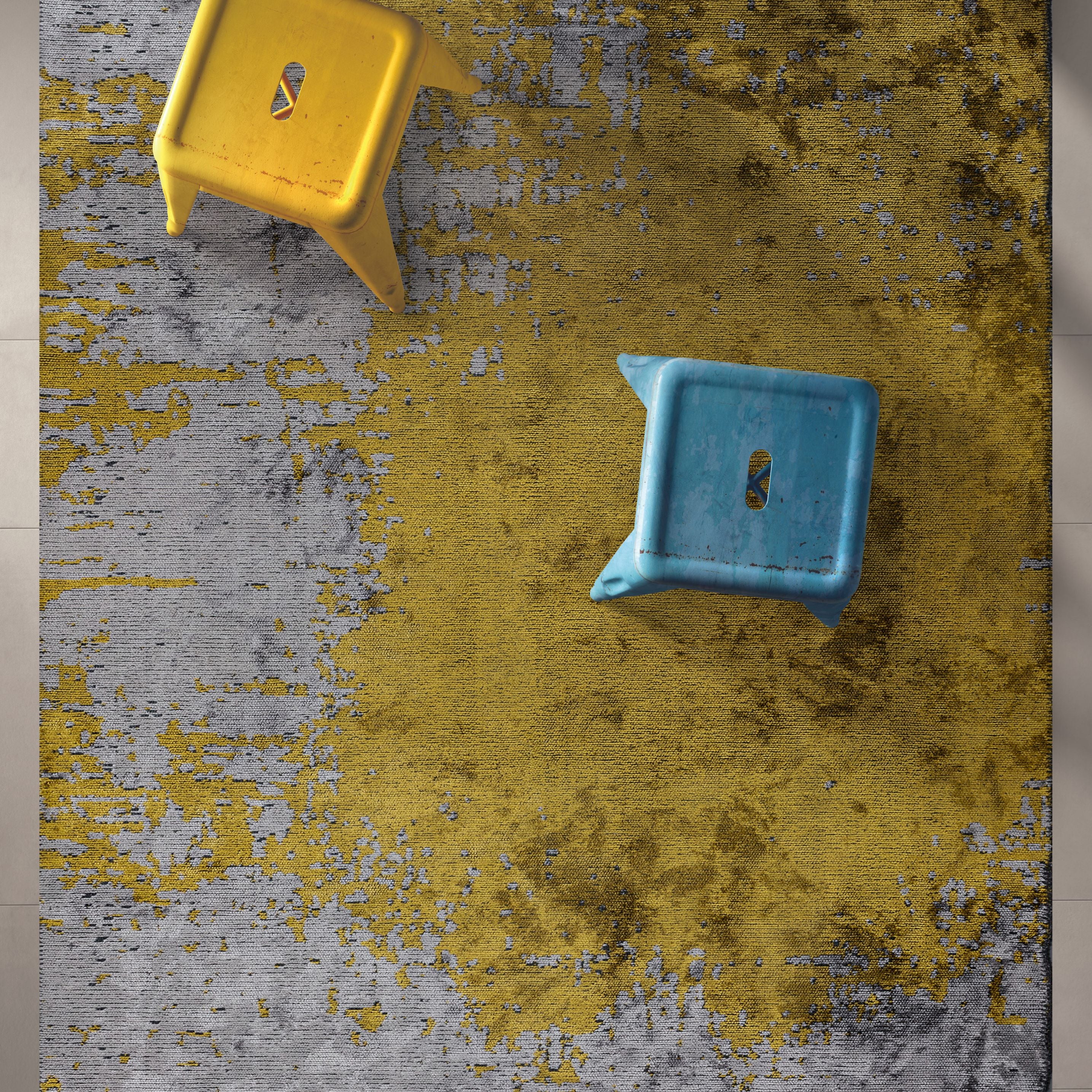 Paint Yellow - Light Grey Rug Rugs - Venetto Design Venettodesign.com