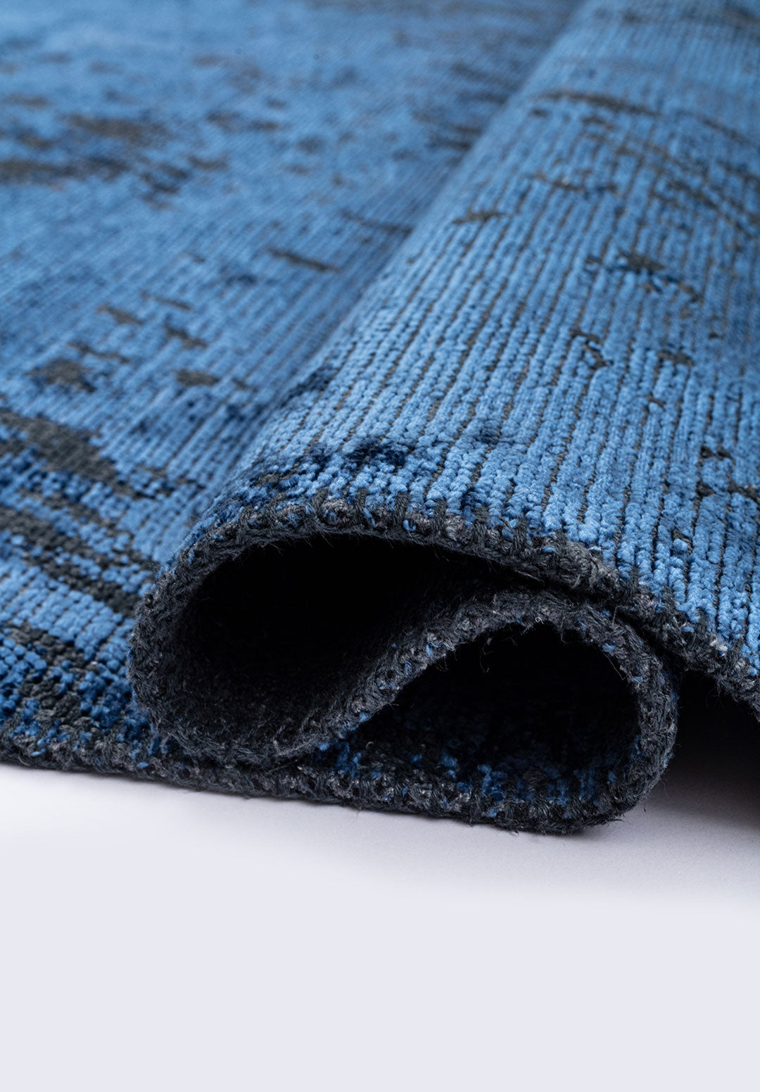 Rustic Navy Blue - Matte Black Rug Rugs - Venetto Design Venettodesign.com