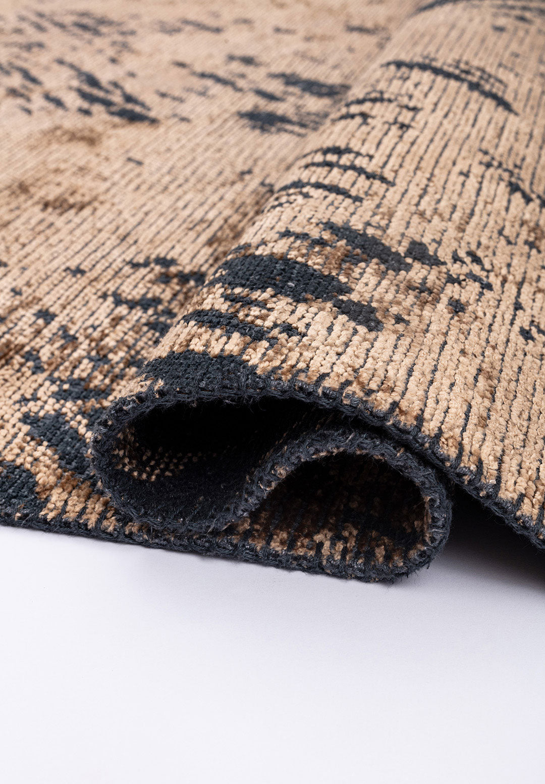 Rustic Dark Beige - Matte Black Rug Rugs - Venetto Design Venettodesign.com