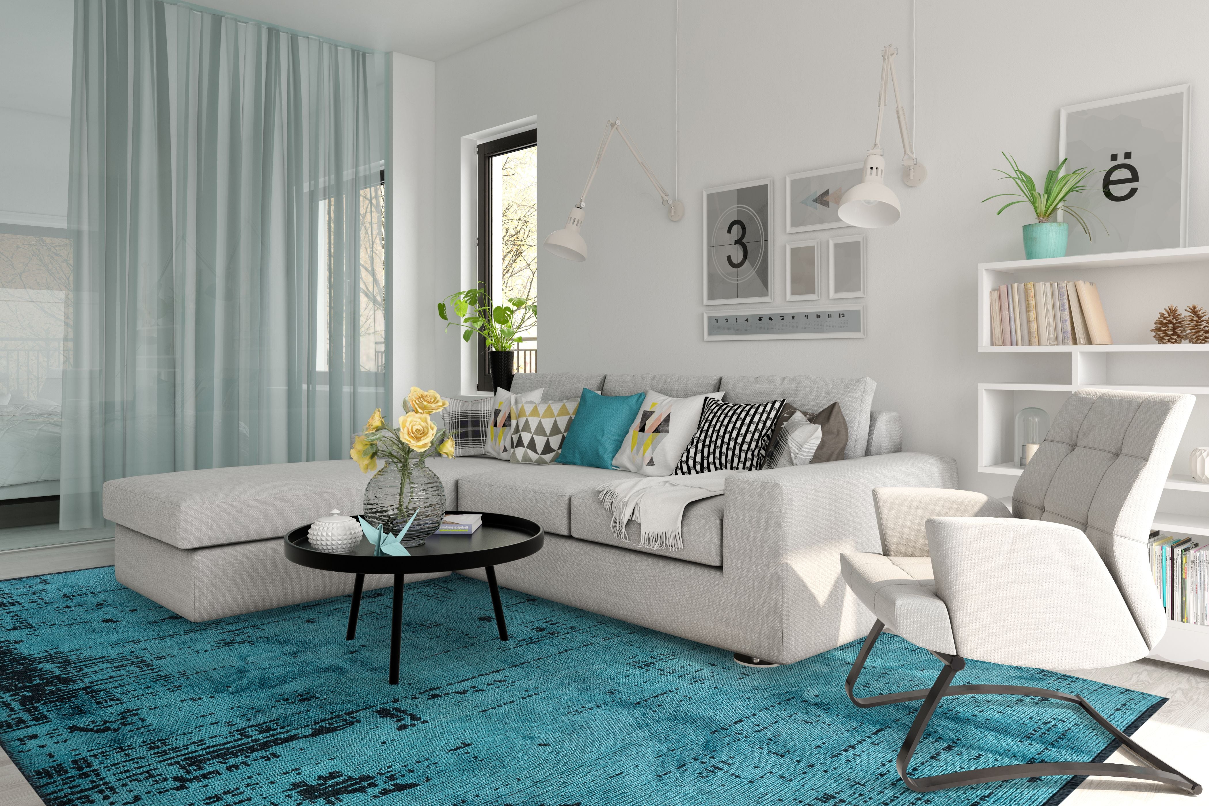Space Turquoise - Matte Black Rug Rugs - Venetto Design Venettodesign.com